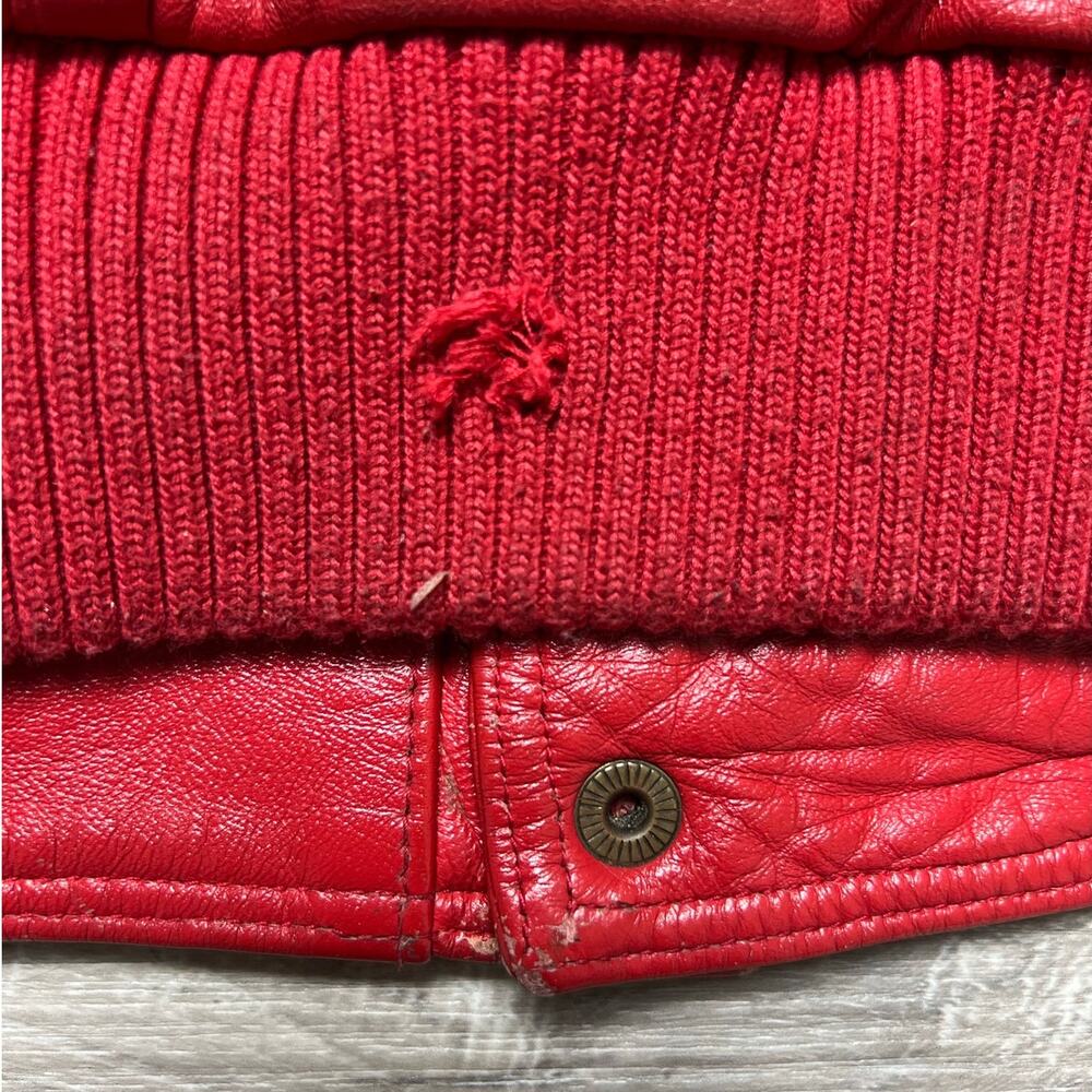 Vintage Pelle Pelle Red Blue Leather Varsity Jacket Hip Hop Streetwear Size 12 - Picture 9 of 16